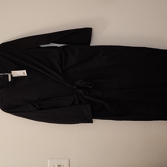 NWT COS Draped Tied WrapCotton-Mix Elegant Black Long-Sleeve Dress Size 12  - joarbit.com
